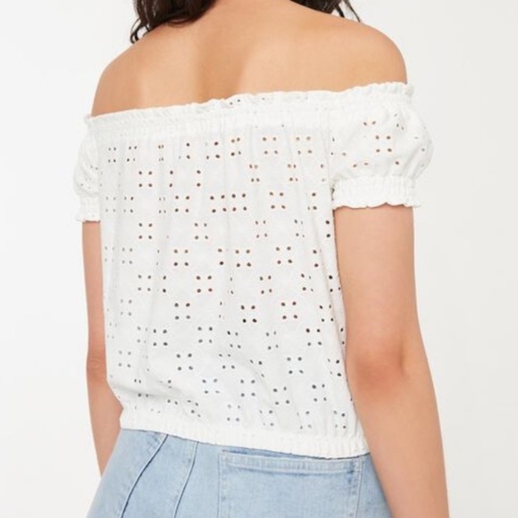 Off The Shoulder Perforated Blouse - Picture 2 of 6